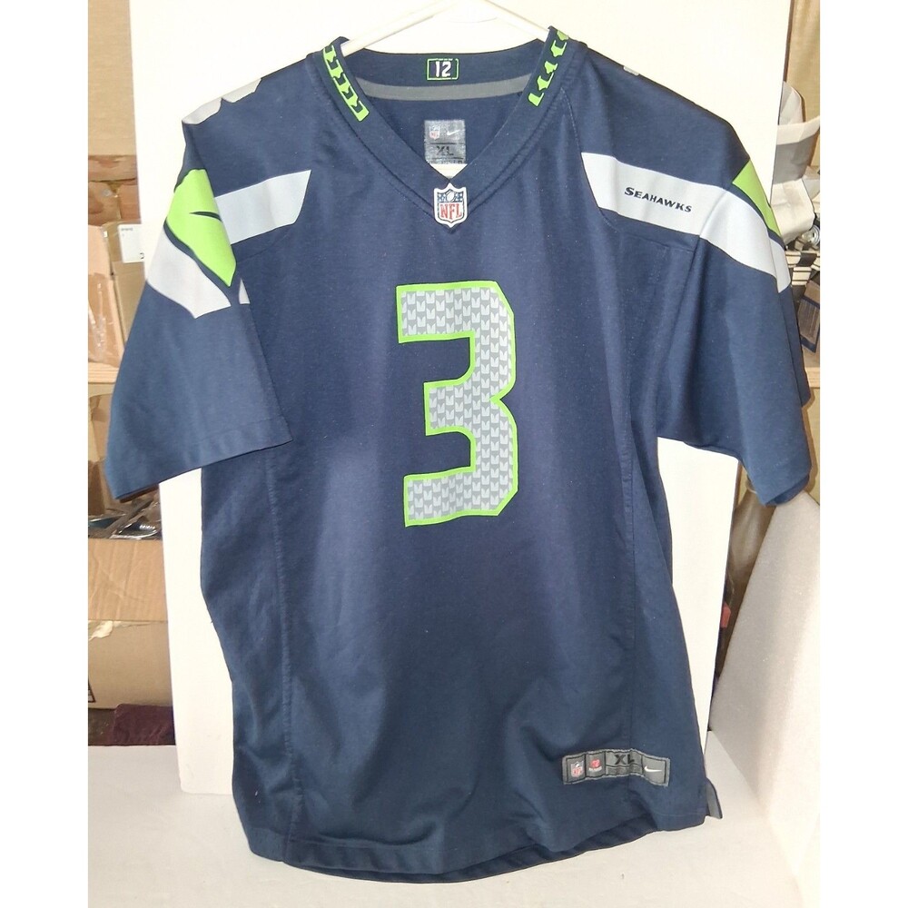 Nike Russell Wilson Seattle Seahawks #3 NFL On Field Jersey Mens XL Navy